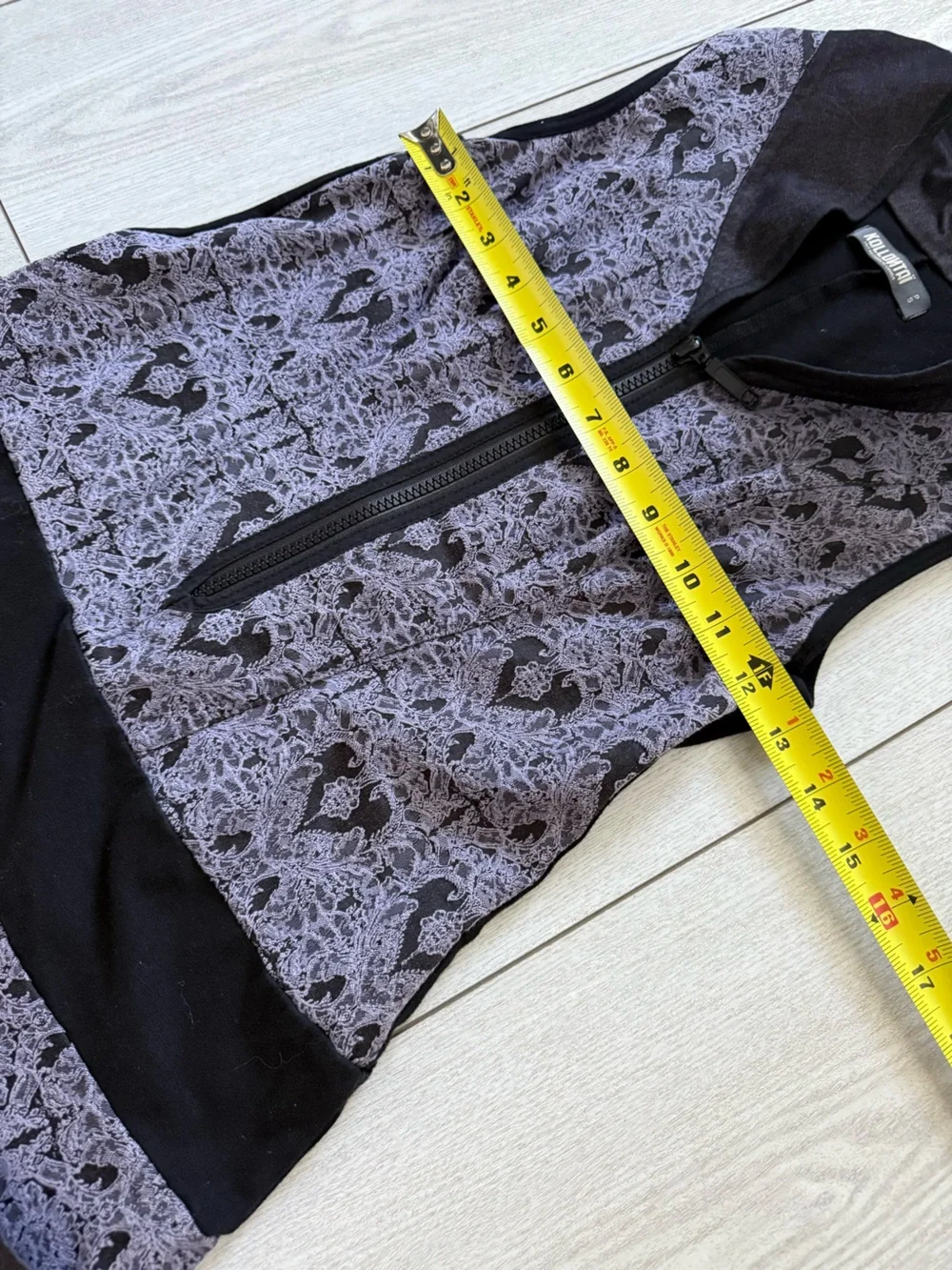 Kollontai dress black purple damask half zip mini flared sleeveless small summer - Picture 8 of 11